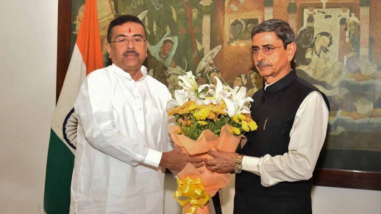 West Bengal CM Suvendu Adhikari met Governor RN Ravi at the Lok Bhavan on Wednesday. Pic/PTI